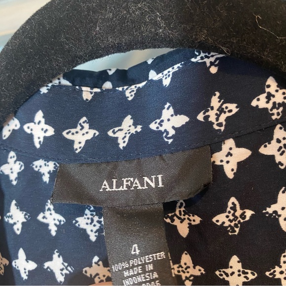 Alfani Blue/White Diamond Printed Button Up Sleeveless Dress - Picture 5 of 6